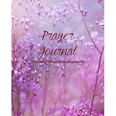 Imagem de Prayer Journal: Reflections & Meditations, Praise, Gratitude, and Blessings with Bible Scripture and Prayer Requests – Christian Journal - 8x10 Purple Wildflowers