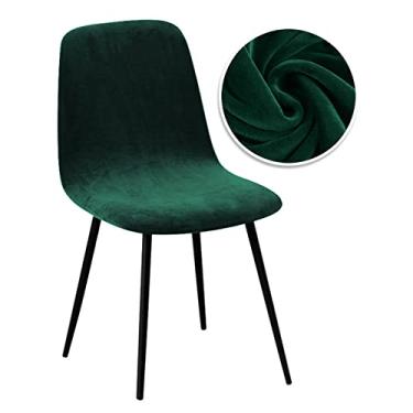 Imagem de 1/2/4/6 pçs de veludo e jacquard capa de cadeira traseira curta capas de assento de barra capas de jantar capa de cadeira elástica capa de poeira para casa hotel bar casamento, veludo, verde, 6 pçs