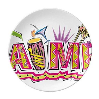 Imagem de Prato decorativo com slogan mambo rosa do México Culture Elment de porcelana Salver Prato de jantar