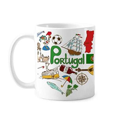 Imagem de Caneca de cerâmica com a bandeira nacional de Portugal Love Heart Landscap cerâmica café porcelana louça