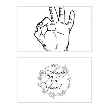Imagem de Desenho de linha OK Gesto Padrão Ano Novo Festival Cartão Bless Mensagem Presente