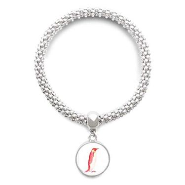 Imagem de DIYthinker IUCN Pulseira de prata com pingente redondo de pinguim do imperador com animais ameaçados