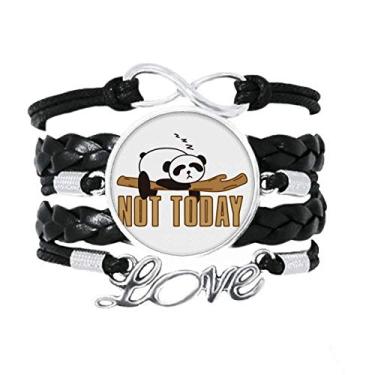 Imagem de OFFbb-USA Pulseira preguiçosa com galhos de panda para dormir, acessório de amor, corda de tricô de couro torcido, presente
