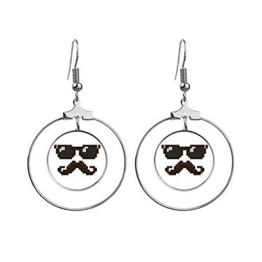 Imagem de Óculos de sol masculino barba com pixel brincos pendentes argola joia círculo gota