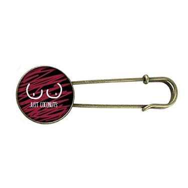 Imagem de Just Coconuts Broche de metal retrô, desenho divertido, vermelho, rosa
