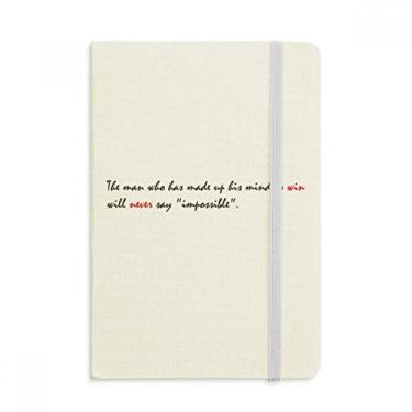 Imagem de Caderno com frases Never Say Impossible oficial de tecido rígido diário clássico
