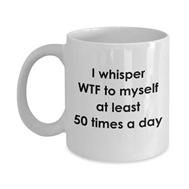 Imagem de Caneca I Whisper Wtf to Myself - Caneca de café de cacau quente divertido - ideia de de Natal