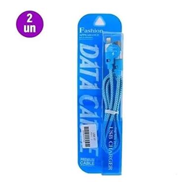 Imagem de Kit 2 Cabos USB/Carregamento Turbo Para Iphone 2.4A - Azul