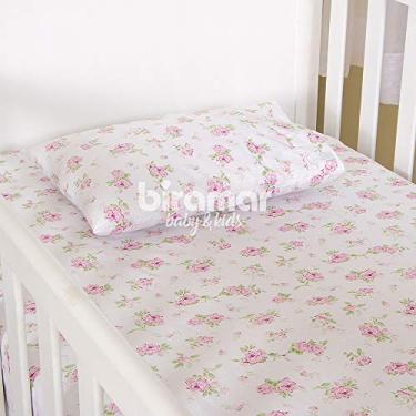 Imagem de Biramar Baby Lençol Para Berço 2 Peças Estampado Josephine Floral - Lençol C/Elástico E Fronha Rosa