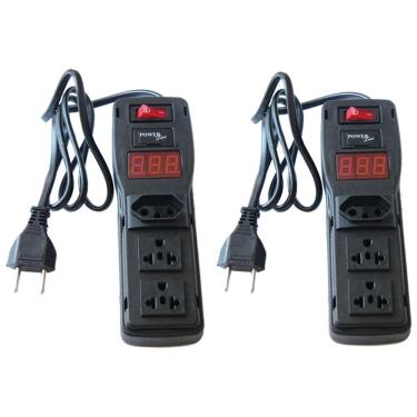 Imagem de Filtro de Linha 3 Tomadas 1T NBR 2T Nema Voltímetro Digital c/ Cabo - 2 Peças