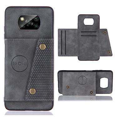 Imagem de Para Xiaomi Poco X3 Pro Case Couro Magnético Titular Carteira Cases Para Poko Poxo Pocco Little X 3 NFC X3Pro Slot para Cartão Capa Traseira, cinza, para POCO X3 NFC