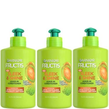 Imagem de Garnier Fructis Sleek and Shine Intensely Smooth Leave-In Conditioning Cream, 10.2 Ounce (Pack of 3) (Packaging May Vary)