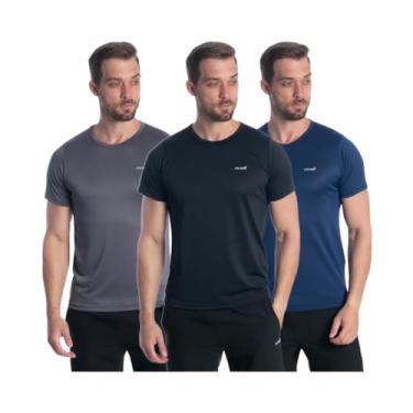 Imagem de Kit 3 Camiseta Camisa Dryfit Masculino Treino Academia Fitness (BR, Alfa, G, Regular, Preto/Chumbo/Marinho)