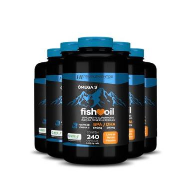 Imagem de Kit 5X Omega 3 Fish Oil Meg 3 240 Cps Hf Suplementos - Hf Suplements