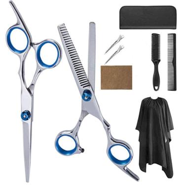 Imagem de Conjunto de tesouras para cortar cabelo Barber Stainless Steel Silver