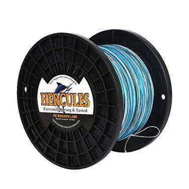 Imagem de Hercules linha de pesca trançada super fundida 8 fios de 10 lb a 300 lb teste para água salgada, 109/328/547/1094 jardas (100 m/300 m/500 m/1000 m), diamante.#0,12 mm-1,2 mm, desempenho de alto nível, cores variadas, Pesca esportiva, Blue Camo, 300LB-1.20MM-1094YDS(1000M)-8 STRANDS