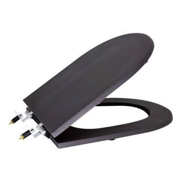 Imagem de Assento Sanitário Poliéster para Louça Riviera/smart celite Super Luxo Cromado Onix Preto Fosco