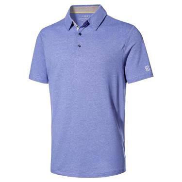Imagem de Camisa polo masculina de manga curta, mistura de algodão, absorção de umidade, modelagem seca, desempenho e colarinho, camisas de golfe masculinas, Urze violeta, G