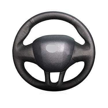 Imagem de Capa de volante de carro confortável antiderrapante costurada à mão preta, apto para Peugeot 208 2011 a 2019 Peugeot 2008 a 2019