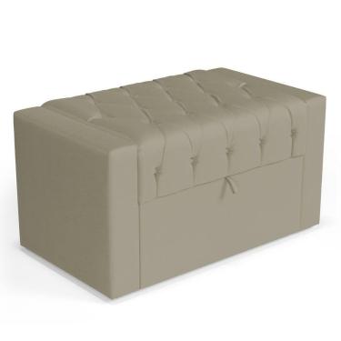 Imagem de Calçadeira Báu Solteiro Atena 90cm Capitonê Veludo Bege - Desk Design