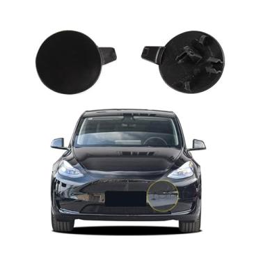 Imagem de Capa de gancho de reboque para para-choque dianteiro de carro compatível com Tesla Model Y 2020 2021 2022 2023 tampa de reboque 149374600A 1493746-00-A tampa pequena de reboque tampa de olho de
