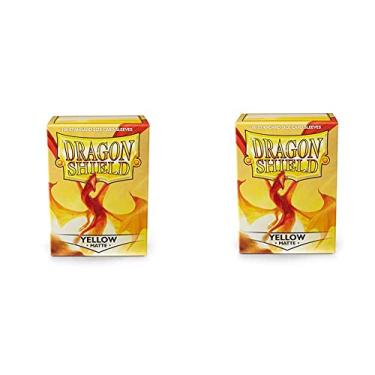 Imagem de 2 Packs Dragon Shield Matte Yellow Standard Size 100 ct Card Sleeves Value Bundle!