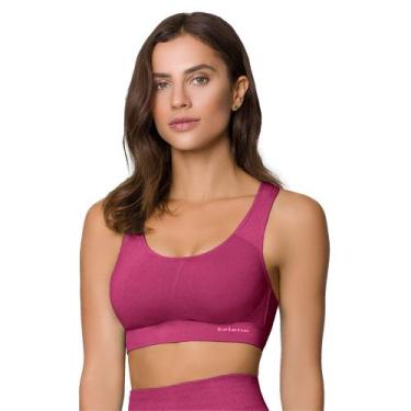 Imagem de Top Sem Costura Sem Bojo Sport Fitness Selene De Microfibra, Pink, P