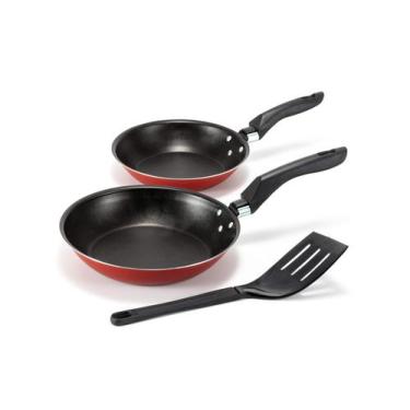 Imagem de Conjunto Frigideira Francesa 16 e 20 Vermelha + Espátula - Alumínio An