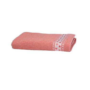 Imagem de Toalha De Rosto Jacquard Premium Döhler 50x80 Coração, Rosa Médio