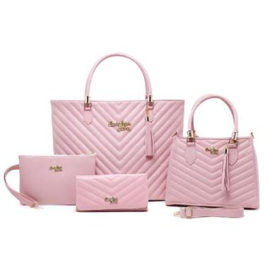 Imagem de Kit De Bolsas Lorena 4 Pecas  Bolsa Sacola  Carteira e Tira Colo Pacot