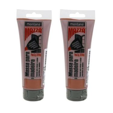 Imagem de Kit 2 Montana Massa Madeira P/ Calafetar Cor Mogno 220g