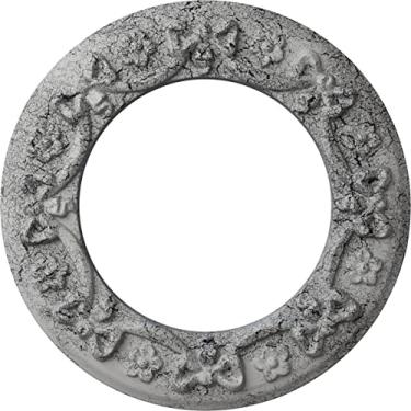 Imagem de Ekena Millwork CM12RIACS fita com laço medalhão de teto, cobre antigo, 12 1/4"OD x 7 1/2"ID x 7/8"P (Fits Canopies up to 7 1/2"), Hand-Painted Ultra Pure White Crackle