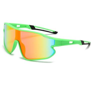 Imagem de NIDOVIX Óculos de sol de beisebol infantil para meninas e meninos de 6 a 16 anos, UV400, óculos de sol de beisebol juvenil, esportes, ciclismo, óculos de sol, 01 Espelhado verde/vermelho, lenswidth