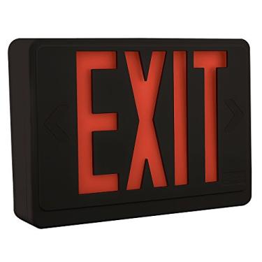 Imagem de Lithonia Lighting LHQM LED B R HO SD R0 M6 LED sinal de saída de 2 luzes/emergência com estêncil vermelho, bateria Ni-Cad de alta saída, preta