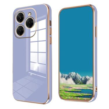 Imagem de Anlalish Compatível com Tecno Spark 20 Pro capa de silicone Tecno Spark 20 Pro capa de telefone 0,3 mm Funda fofa fina chapeamento acessórios de proteção para câmera capa à prova de choque (cinza)