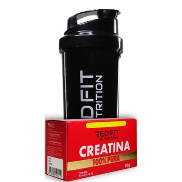 Imagem de Creatina Sachê 90g Shaker Preta 600ml - 100% Pura Importada - Red Fit 