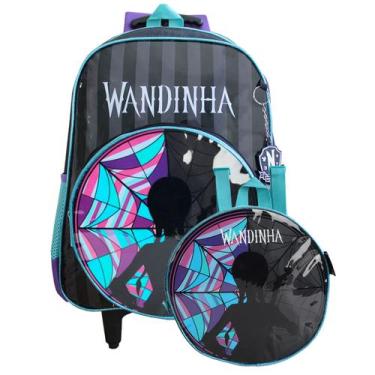 Imagem de Kit Mochila Escolar De Rodinhas Com Lancheira Térmica Wandinha - Luxce