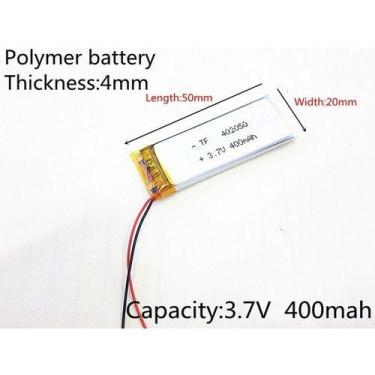 Imagem de Bateria 3,7v 400mah  4mm X 20mm X 50mm 402050 - - KMIG