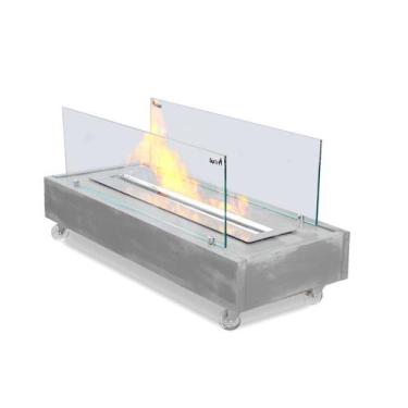 Imagem de Lareira Ecológica - Queimador De 60cm Madeira E Aço Branca - TopFire