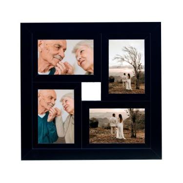 Imagem de Painel Multifotos Para 4 Fotos 10x15 A6 Moldura Preta - Decoratto Quad