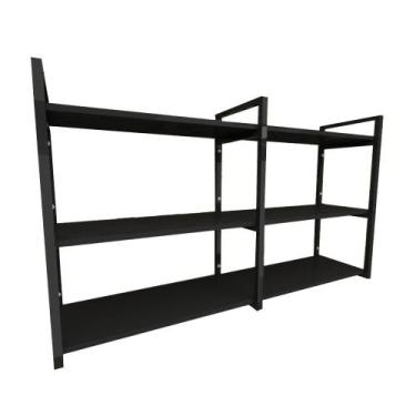 Imagem de Prateleira industrial aço cor preto 30 cm MDF cor preto modelo indfb11