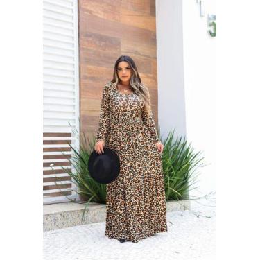 Imagem de Vestido Longo Manga Longa Saia 3 Marias - Luh May, P, Marrom