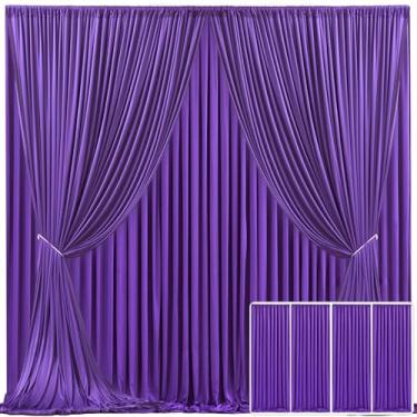 Imagem de Cortina de fundo roxa com 4 painéis para festas, casamento, sem rugas, roxa, para fotos, cortinas de pano de fundo, decoração de tecido para festa de aniversário, fotografia de 6 m (L) x 3 m (A)