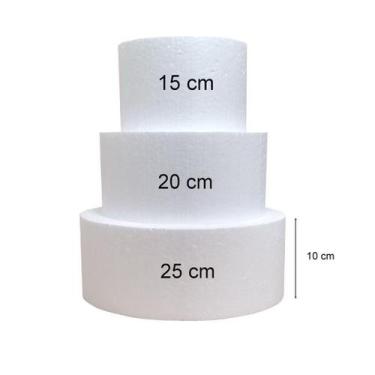 Imagem de Bolo Fake Isopor 15x20x25 C/ 10cm Base Redonda 3 Andares - Megaeps