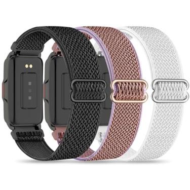 Imagem de Sunnyson Pacote com 3 pulseiras de relógio de nylon elástico compatíveis com relógio inteligente Mindrose H80 de 3,7 cm, alças elásticas macias de substituição para Mindrose H80 Fitness Trackers IP68