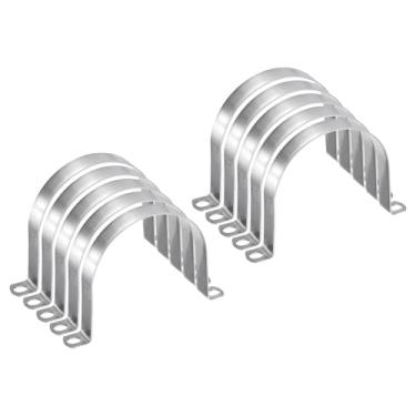 Imagem de HARFINGTON 10 braçadeiras de conduíte de 108 mm de 108 mm, braçadeira de tubo M108 U, correia rígida de aço inoxidável, suporte em forma de U com dois furos para cabo de fio de mangueira de tubo,