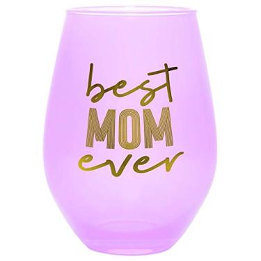 Imagem de SLC001 Creative Brands Slant Collections - Taça de vinho jumbo sem haste, 850 g, Best Mom Ever - Rosa claro
