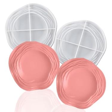 Imagem de BIGEBO 2 moldes irregulares de silicone, porta-copos redondos de resina para fundição de epóxi, joias de cimento, suporte de vela, saboneteira, faça-você-mesmo