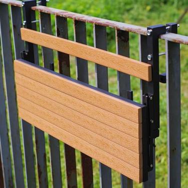 Imagem de Mesa de bar de varanda para grades, mesa suspensa dobrável interna externa, mesa de corrimão suspensa ajustável para varanda, mesas suspensas externas para deck, para varanda de jardim de pá