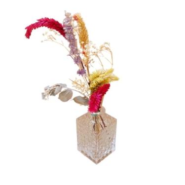 Imagem de Mini Jarro Decorativo Vidro Flores Desidratadas Design Elegante Arranjo Colorido Presente Dia Das Mulheres